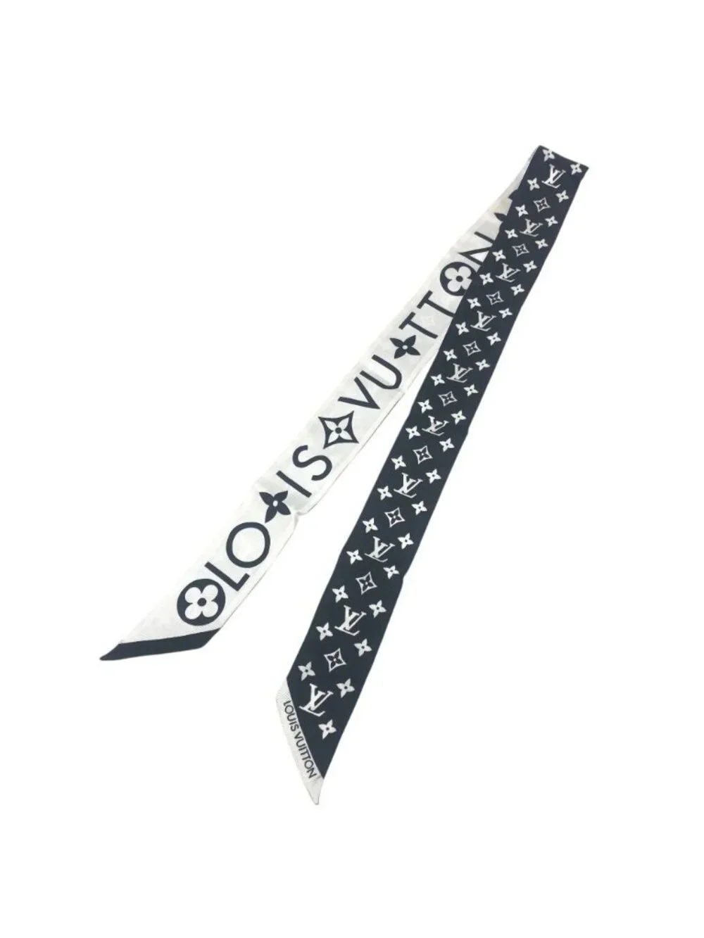 Louis Vuitton Scarf Bandeau BB Monogram Infinity Silk Black White